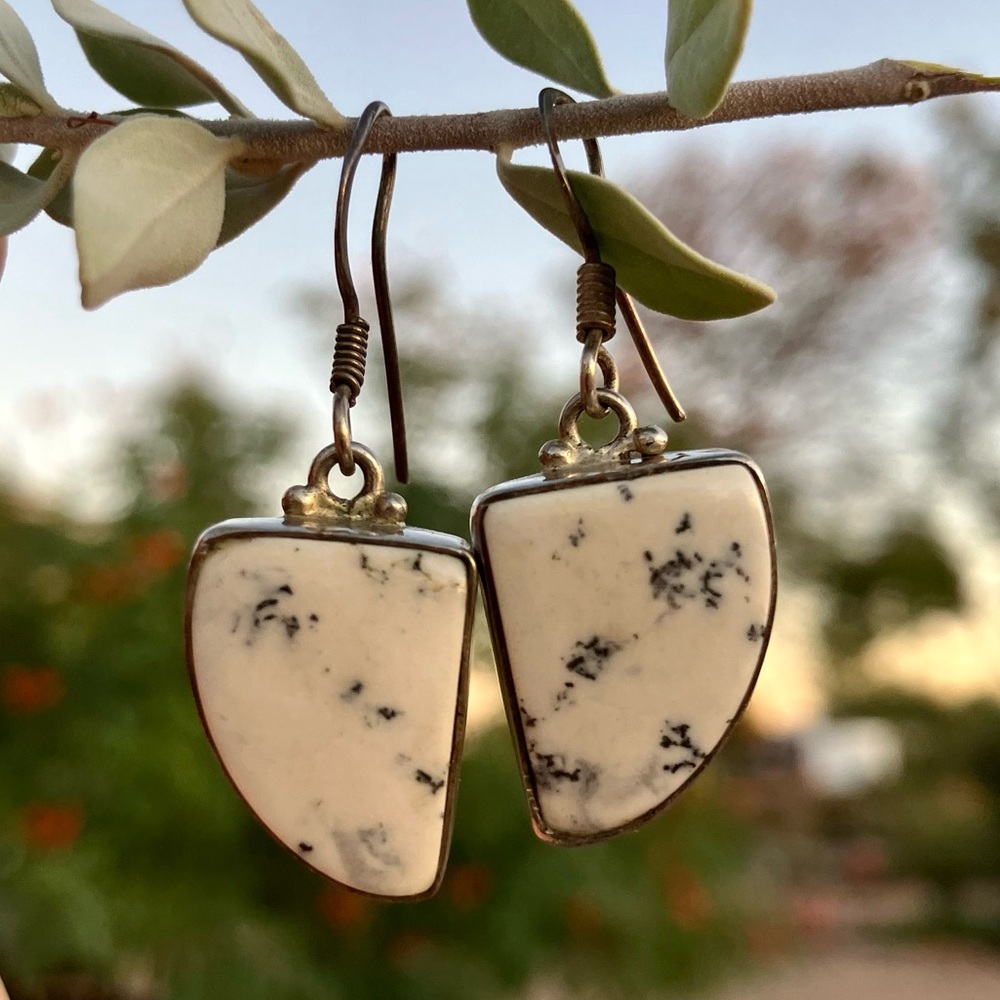 Dendritic Agate Sterling Silver Earrings - Picture 4 of 8